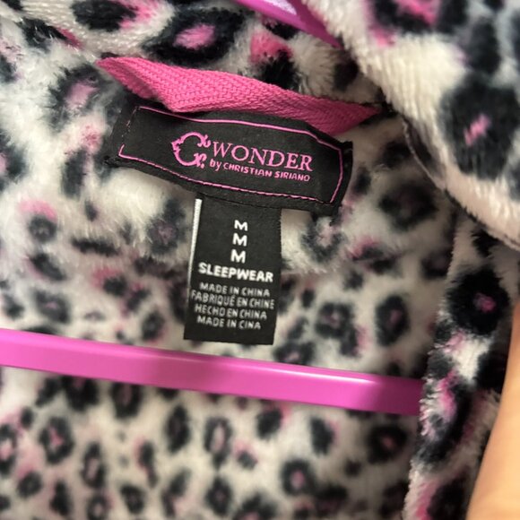 C Wonder by Christian Siriano full length plush leopard print robe Size Medium - Picture 3 of 8